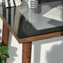 Hanah Home Mesa de estudio Cozy en Nogal con Cristal Templado